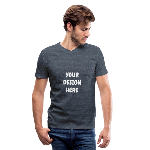 Men's V-Neck T-Shirt - heather navy