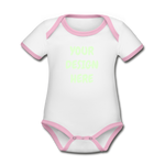 Organic Contrast Short Sleeve Baby Bodysuit - white/pink