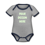 Organic Contrast Short Sleeve Baby Bodysuit - heather gray/navy