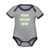 Organic Contrast Short Sleeve Baby Bodysuit - heather gray/navy