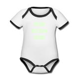 Organic Contrast Short Sleeve Baby Bodysuit - white/black