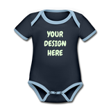 Organic Contrast Short Sleeve Baby Bodysuit - navy/sky