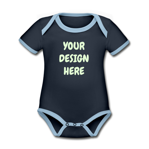 Organic Contrast Short Sleeve Baby Bodysuit - navy/sky